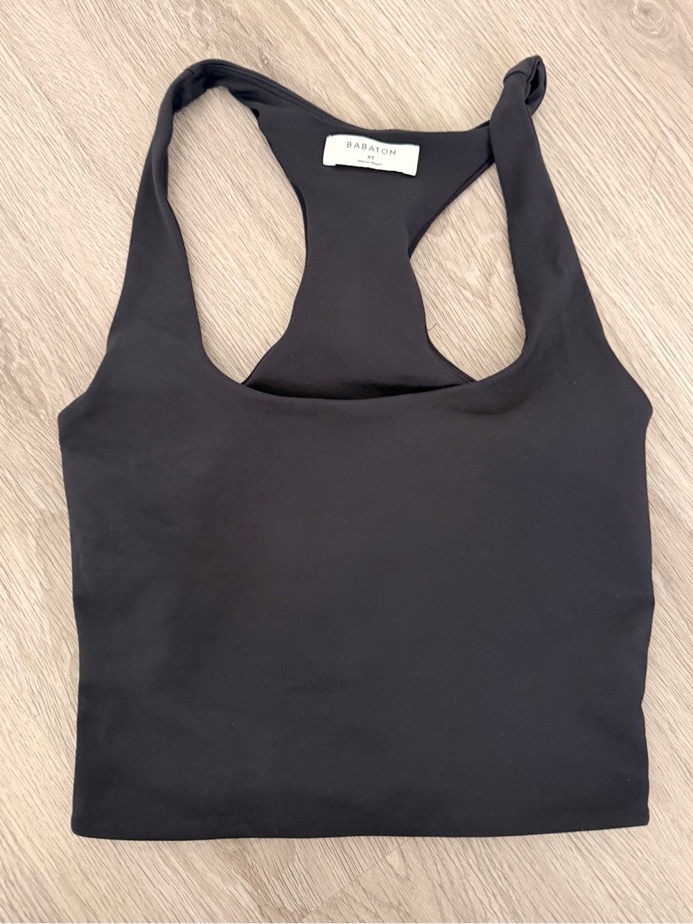 Babaton contour Black Racerback Crop Tank